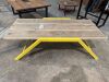 140cm x 60cm x 45cm Table on Yellow Frame and Reclaimed/Distressed Scaffold Boards.