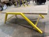 140cm x 60cm x 45cm Table on Yellow Frame and Reclaimed/Distressed Scaffold Boards. - 5