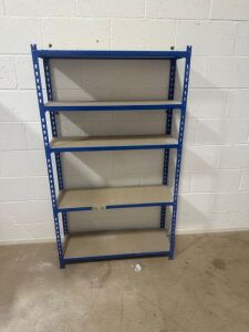 1 x Rapid Racking Blue 5 Shelf Rack. Size H160 x W93 x D31cm.
