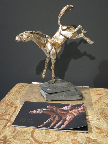 A Keil Solid Bronze Horse with Slate Base. Size H39 x W10 x D33cm.