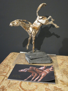 A Keil Solid Bronze Horse with Slate Base. Size H39 x W10 x D33cm.