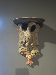 A Pair of Carved Wood & Painted Chippendale Style Eagle Shelf Brackets, British, Circa 1880. Size H37.5 x W24 x D18cm.