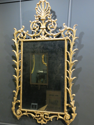 Antique Gilded Ornate Carved Framed Mirror with Patina, Featuring Acanthus Leaves. Size H130 x W81cm.