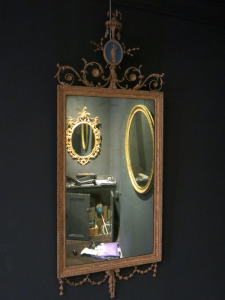 Giltwood Pier Glass Mirror, English, Circa 1790. Original Gilding, Glass & Plaque Depicting the Goddess Athena. Size H168 x W67cm.