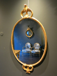 A Giltwood George III Oval Mirror, English, Circa 1765. Size H115 x W65cm.