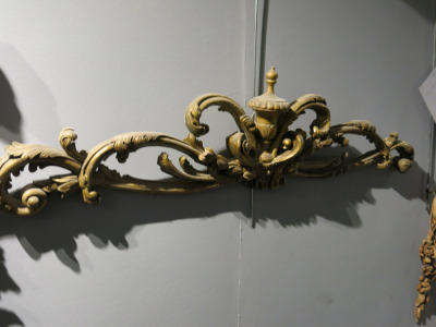 19th Century, Giltwood Overdoor, Possibly Part of a Mirror Frame. Size H30 x W112cm.