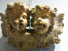 Antique Carved Gilded Putti Pair of Wall Hanging of Angels. Size H13 x W17cm. - 2
