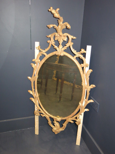 Giltwood Ornate Framed Oval Mirror. Size H120 x W68cm.
