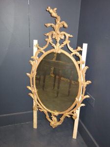Giltwood Ornate Framed Oval Mirror. Size H120 x W68cm.