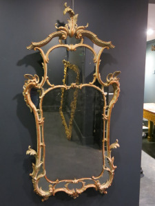Carved Wood Water-Gilt and Painted Borderless Mirror, in the Manner of Linnell, English, Circa 1760. Size H160 x W79cm.