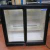 Back Bar Cooler, Sliding 2 Door in Black, Model LG2085. Size (W) 90cm x (H) 90cm x (D) 50cm