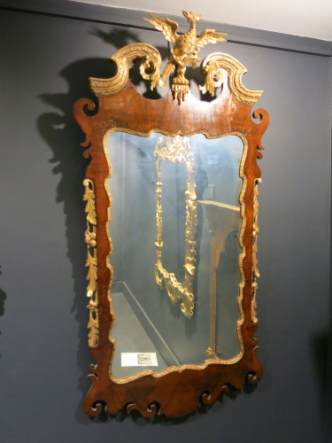 Mahogany and Gilt 'William Kent' Period Looking Glass, British, Circa 1740. Size H123 x W63cm.