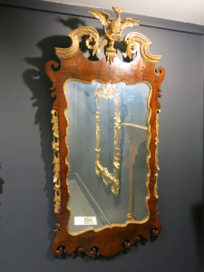 Mahogany and Gilt 'William Kent' Period Looking Glass, British, Circa 1740. Size H123 x W63cm.