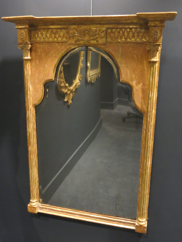 Giltwood Regency Period Looking Glass Bevelled Edge, English, Circa 1810. Glass Dated 1700. Size H87 x W71cm.