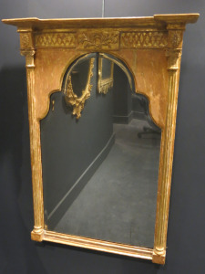 Giltwood Regency Period Looking Glass Bevelled Edge, English, Circa 1810. Glass Dated 1700. Size H87 x W71cm.