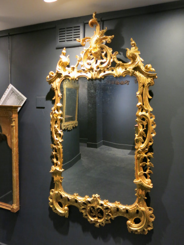 Carved Wood and Water-Gilt, Chippendale Style Looking-Glass, English, Circa 1830. Size H160 x W89cm.