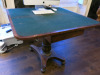 Antique Fold Our Card Table with Green Baize. Size H78 x W90 x D45/90cm. NOTE: requires restoration.