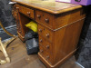 Antique Desk with Embossed Leather Inlay on Two Pedestals with 9 Draws. Size H73 x W104 x D55cm. - 3