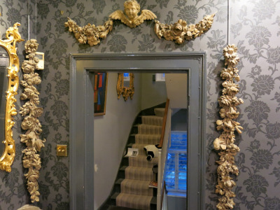 Giltwood & Painted Festoon in Five Sections, English, Circa 1860. Size H140 x W153cm.