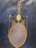 A Carved Wood and Water-Gilt 'Robert Adam' Period "Dressed" Oval Looking-Glass, English, Circa 1790. Size H165 x W73cm. - 5