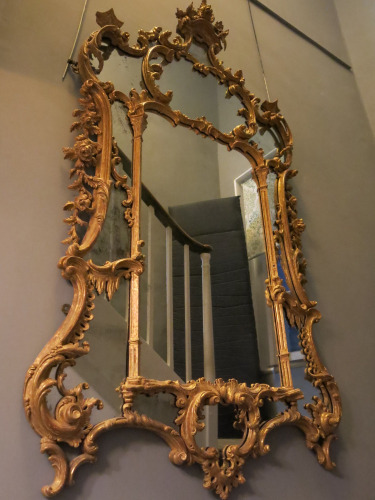 Giltwood Chippendale Period, Border Glass Mirror, English, Circa 1760. Size H175 x W102cm.