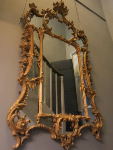 Giltwood Chippendale Period, Border Glass Mirror, English, Circa 1760. Size H175 x W102cm.
