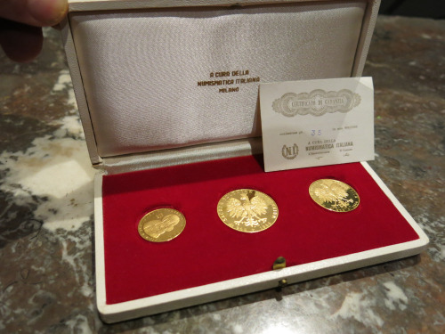 Set of 3 Polish 22ct Gold Collectable Coins in Case with Certificate, Gold 900/1000.