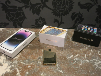 3 x iPhones to Include: iPhone 4S 24k Gold Edition (32GB), iPhone 3G (16GB) & iPhone 14 Pro Max (256GB).
