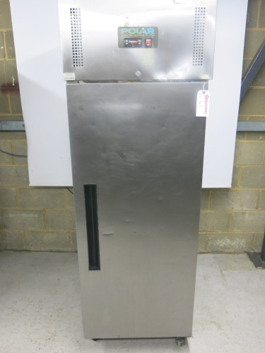 Polar G Series Single Door Upright Stainless Steel Freezer, Model G5932, S/N 957869. Size H200 x W134x D80cm.