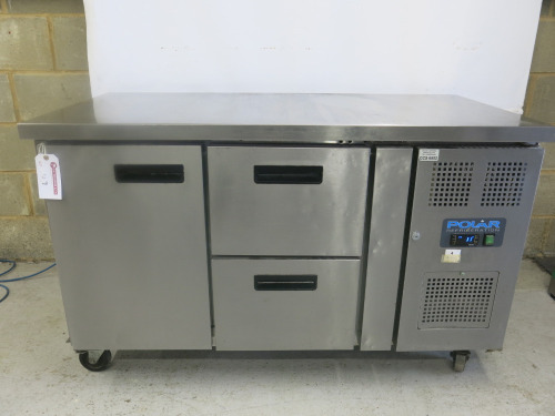 Polar G Series 2 Drawer Counter Fridge, Model GD873, S/N 6266656. Size H85 x W136 x D70cm.