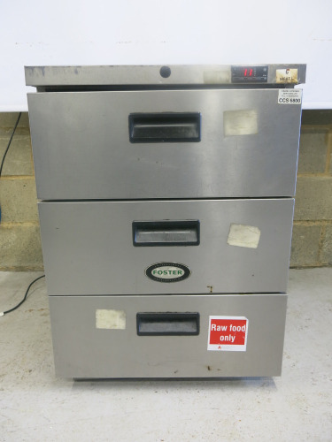 Foster 3 Drawer Stainless Steel Undercounter Refrigerator. Size H80 x W60 x D65cm.