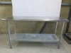 Stainless Steel Prep Table. Size H85 x W152 x D60cm.