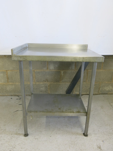 Stainless Steel Prep Table with Back Splash, Side Splash & Shelf Under. Size H94 x W80 x D60cm.