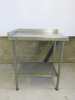 Stainless Steel Prep Table with Back Splash, Side Splash & Shelf Under. Size H94 x W80 x D60cm.