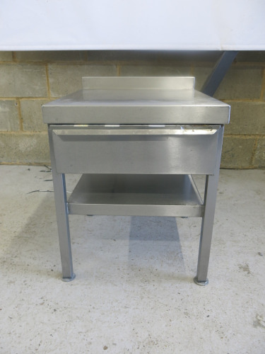 Small Stainless Steel Table with Drawer & Shelf Under. Size H60 x W50 x D60cm.