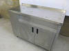Stainless Steel Prep Cupboard with Backsplash & 2 Doors. Size H90 x W115 x D55cm. - 2