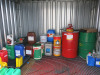Contents of Hazardous Waste Shed to Include: 205L Drum of Crown Hydraulic Oil 46, 205L BP Oil (Unknown), 15 x Assorted Various Oils & Lubricants (5L-25L), 25L De-Ionised Water DW25, 2 x 25L and 2 x 5L Concrete Hardener /Dustproofer, Assorted Others Full &