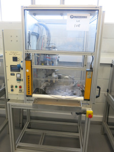 5 Station Powder Puff Production Line Machines to Include: 1 x Semi Auto Puff Assembly Machine A/F (Part Stripped Requires Commissioning), 1 x Multi-Welder Machine for Multi Purpose Print, Cut and Place Ribbon, Ultrasonic Ribbon Welding & Automatic Puff E