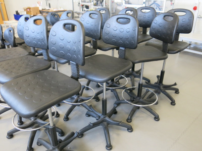 4 x Height Adjustable Workshop Machine Operator Chairs.