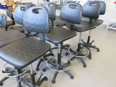 4 x Height Adjustable Workshop Machine Operator Chairs.