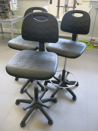 3 x Height Adjustable Workshop Machine Operator Chairs.
