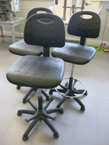 3 x Height Adjustable Workshop Machine Operator Chairs.