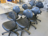 7 x Height Adjustable Workshop Machine Operator Chairs.