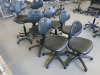 7 x Height Adjustable Workshop Machine Operator Chairs. - 2