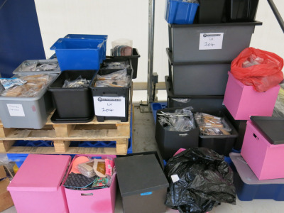 16 x Crates of Make Up Applicator Brushes, Eye Liner Brushes. Plus 8 Boxes of other Cosmetic Items & 3 Large Crates of assorted Sponge Applicators and Compact Puffs.