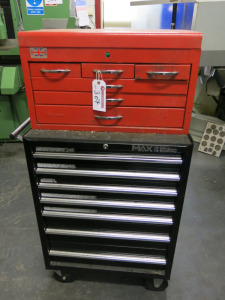 2 x Tool Chest & Contents to Include: Max 8 Drawer Mobile Tool Chest & Additional Taskmaster 6 Drawer Tool Chest on Top (As Viewed).