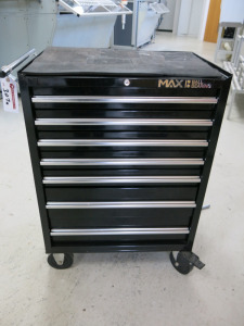 Max 7 Drawer Mobile Tool Cabinet in Black.