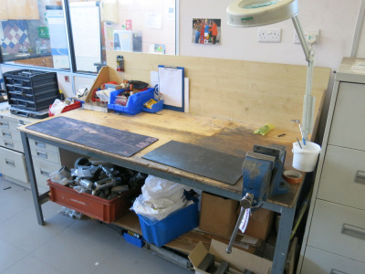 Workbench with Wood Top, 184cm x 90cm with Fitted Paramo No 23 Engineers Vice & Fluorescent Magnifying Work Light.