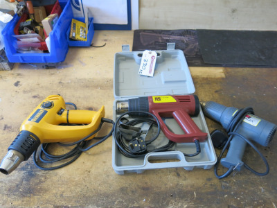 3 x Hot Air Guns to Include: 1 x DeWalt, 1 x Earlex & 1 x RS.