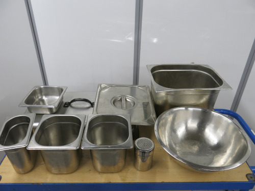 Assorted Stainless Steel Containers & Lids (As Viewed).